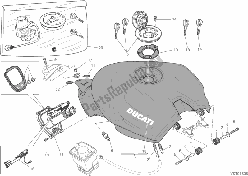 Todas las partes para Tanque de Ducati Superbike 959 Panigale ABS Brasil 2018